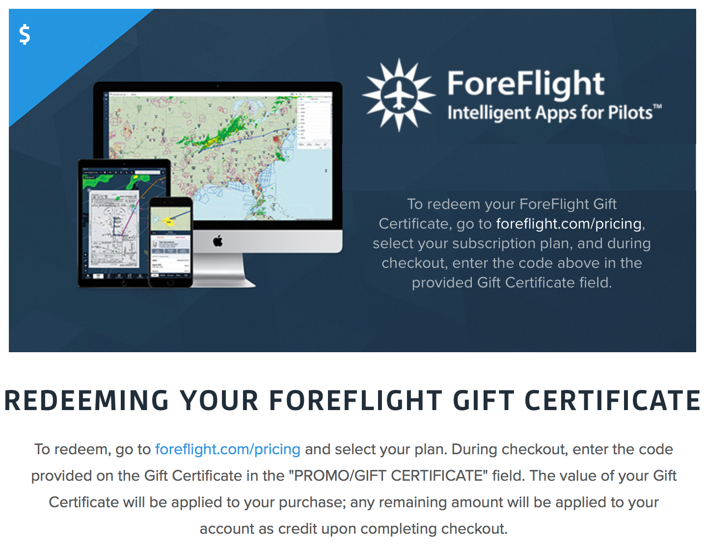ForeFlight Pro Subscription Gift Card